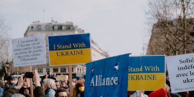 Protesting against the war in Ukraine