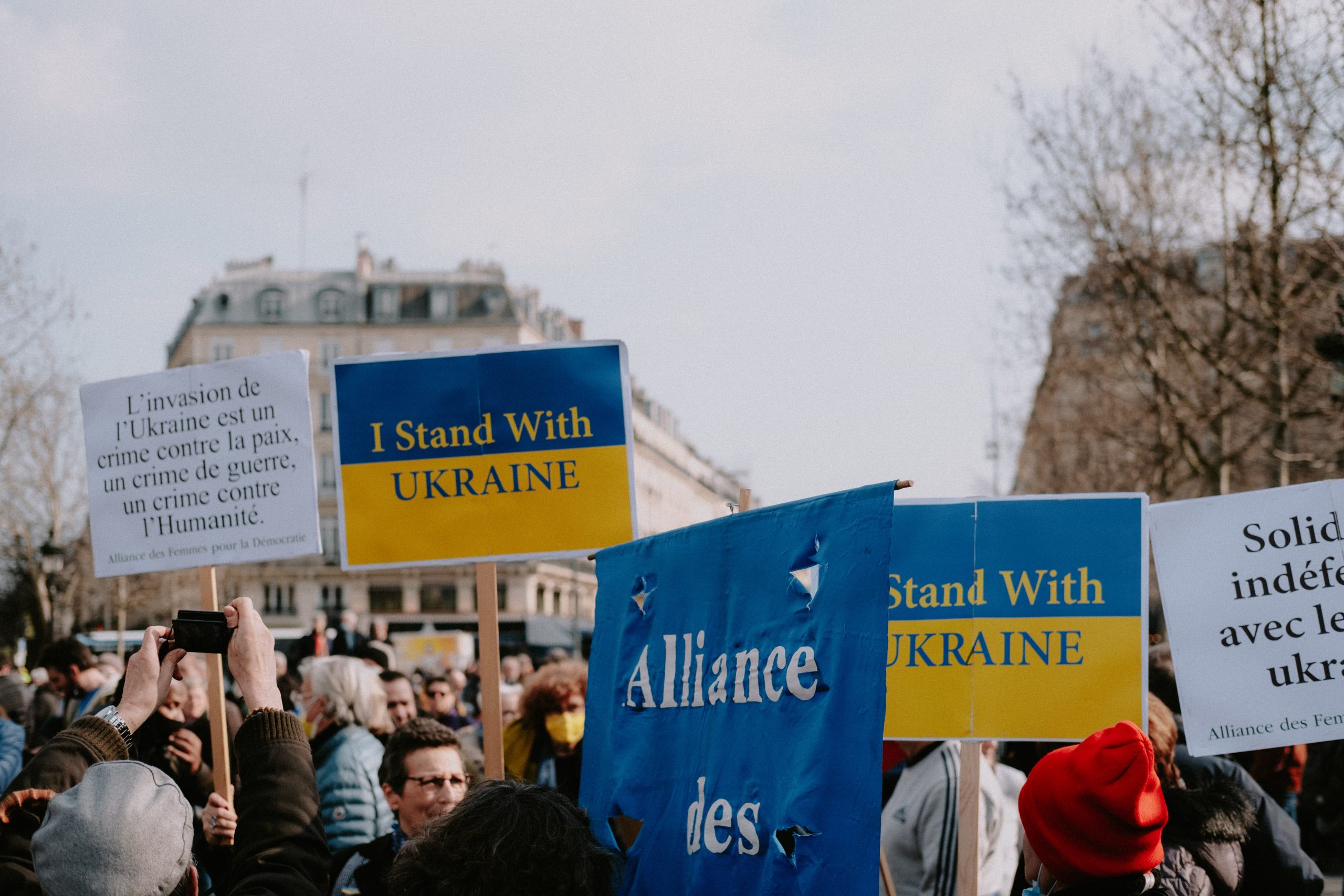 Protesting against the war in Ukraine